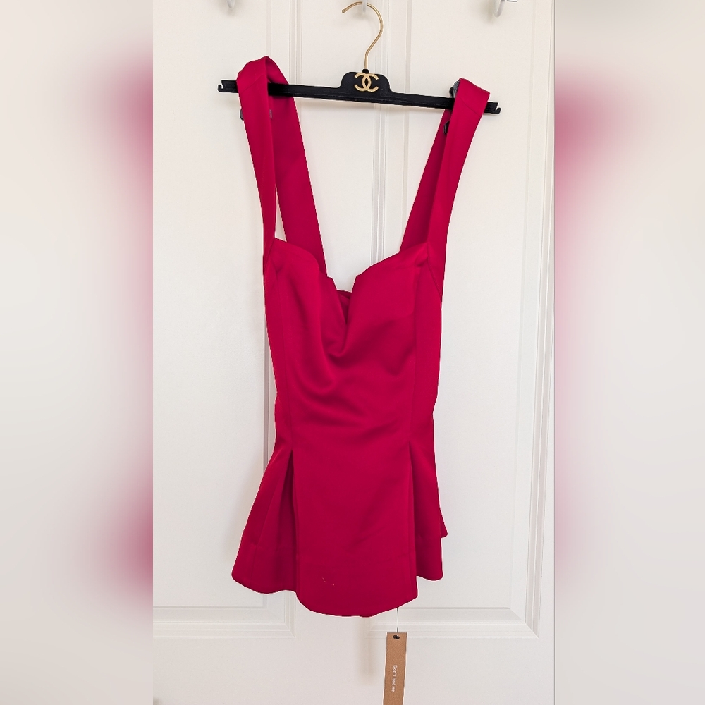 Reformation Rayne Satin Top Red - Size 6
